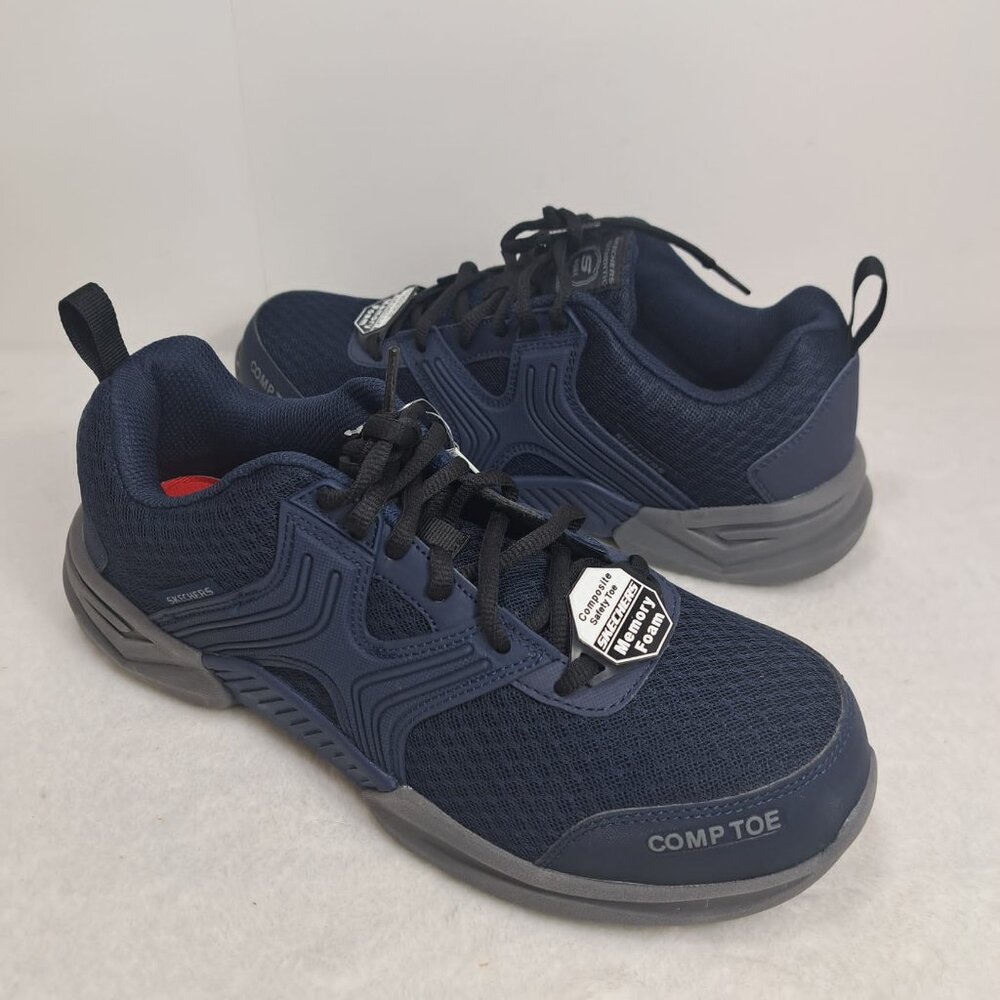 Skechers Men's Composite Toe Slip‎ Resistant Lace-Up Work Shoe 200089/NVY 7.5
